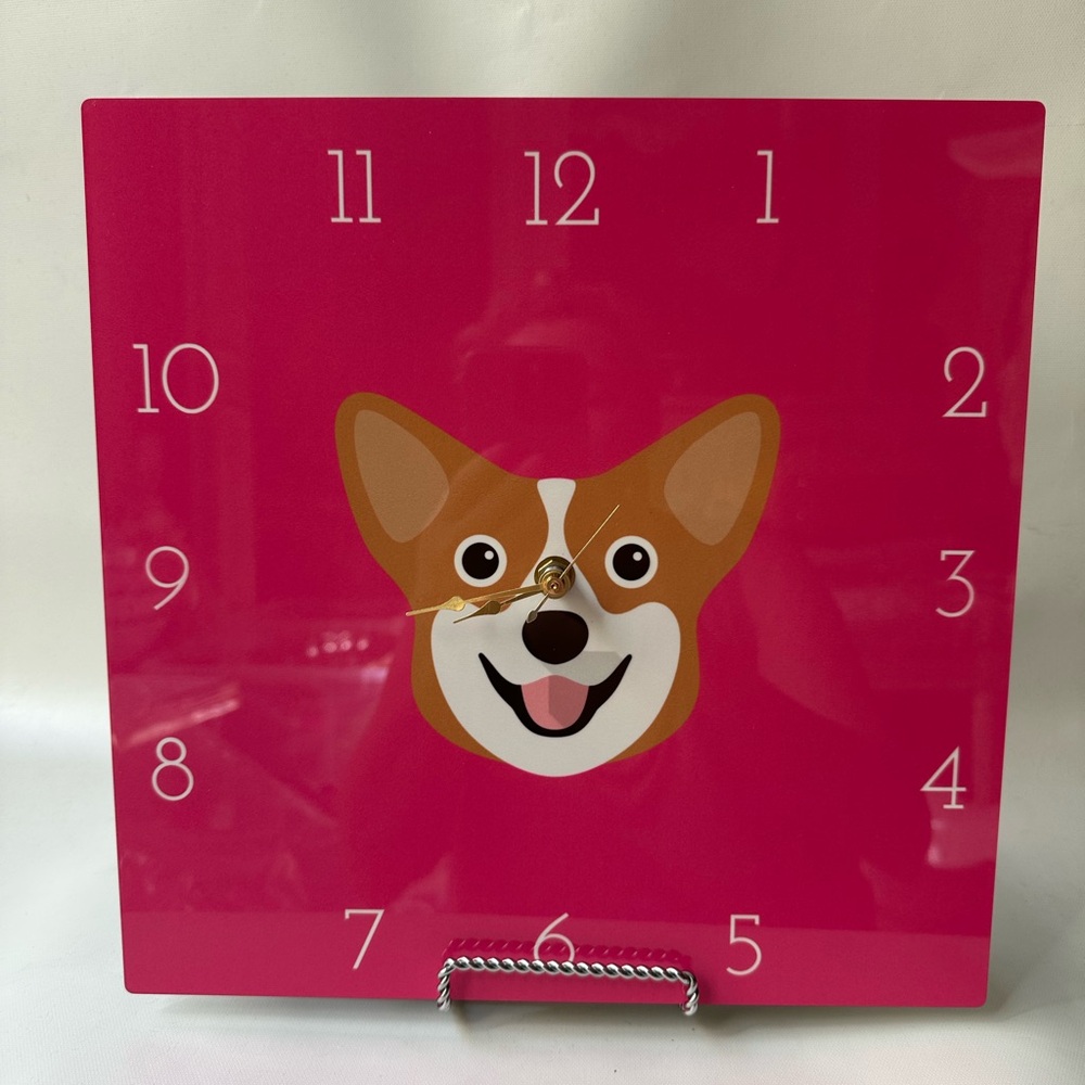 12” x 12” Working Pink Corgi Wall Clock